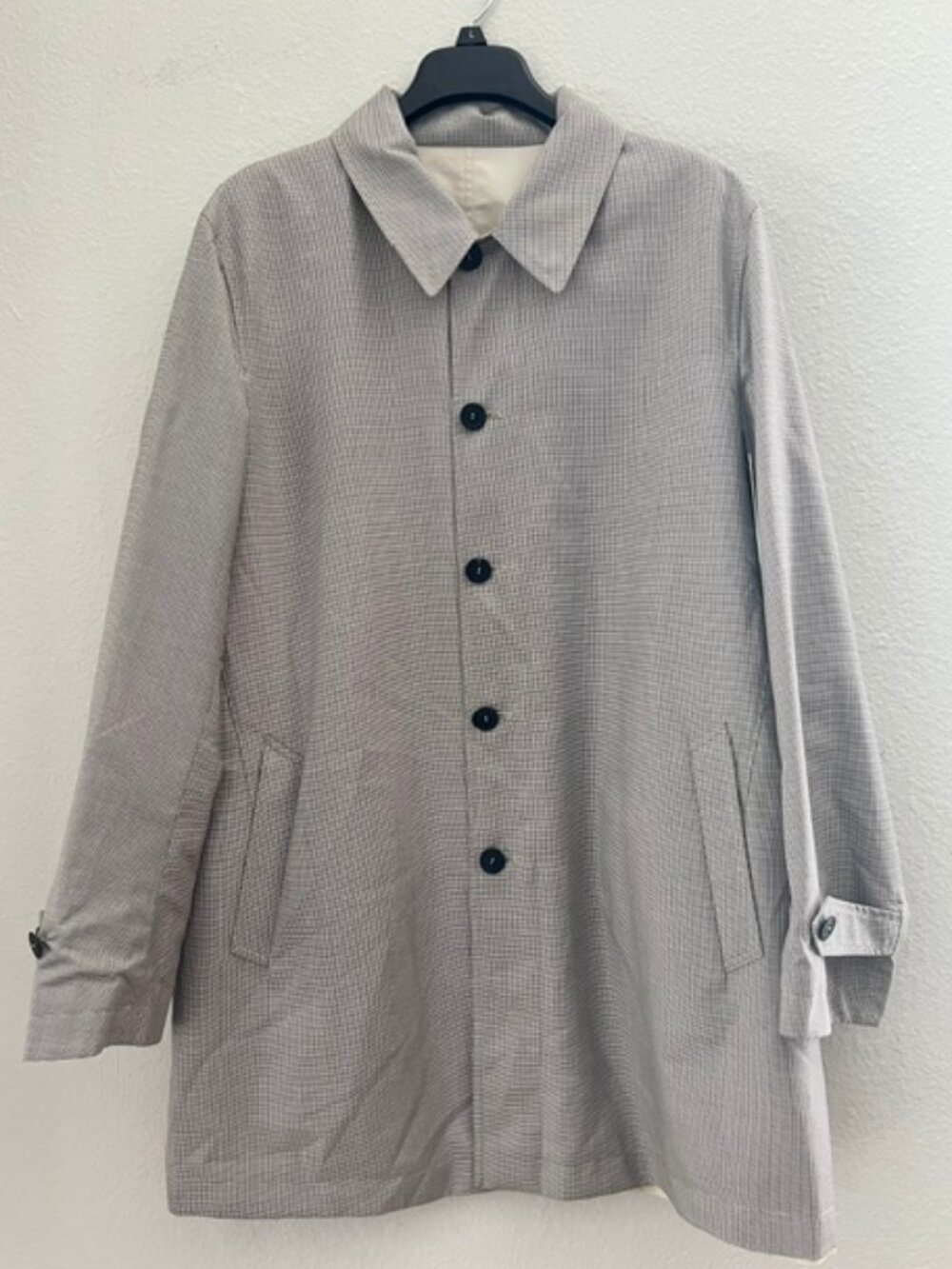 CANALI 1934 Houndstooth Beige Reversible Loro Piana Rain&Wind System Coat